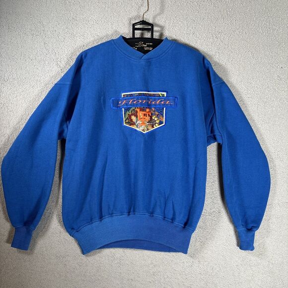 Vntg Midland Sport University Of‎ Florida Crew Neck Sweater Blue Paisley Size L - Picture 2 of 10